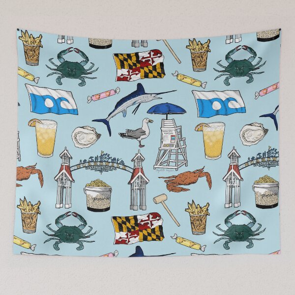Item preview, Ocean City Maryland Pattern - Blue designed and sold by Elizabeth Weglein.