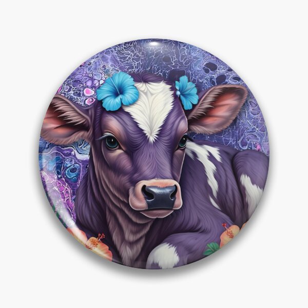 Item preview, Baby Calf with Orange Hibiscus Fluid Art Design designed and sold by AussieMuma.