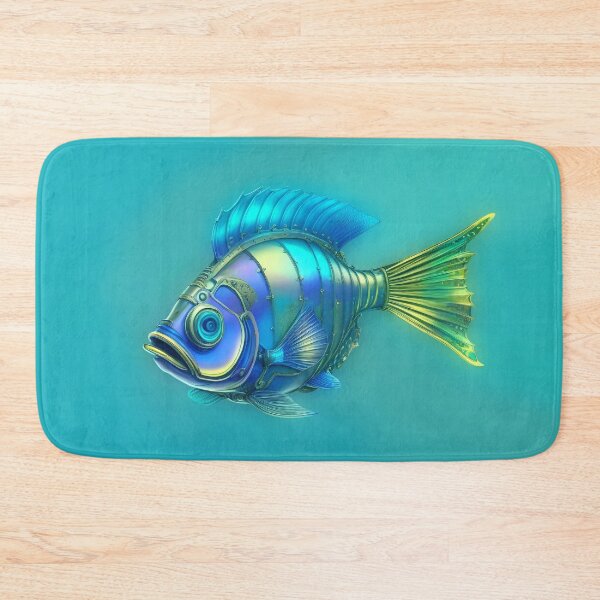 Aperçu de l'œuvre Art du poisson Steampunk Style Steampunk minimaliste et subtil - Cyan Ocean créée et vendue par Beachy.