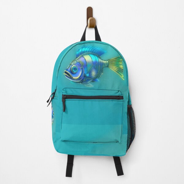 Item preview, Steampunk Fish Art Minimalist Subtle Steampunk Style - Cyan Ocean designed and sold by Beachy.