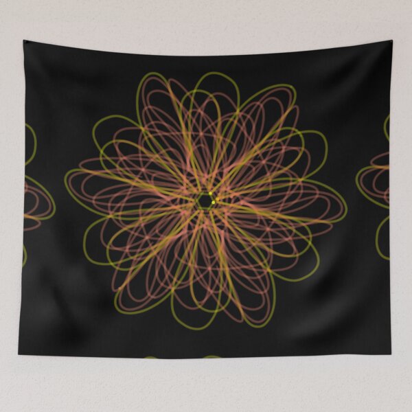 Item preview, Abstract and geometric Pink and yellow flower design  designed and sold by Stefrait-7.