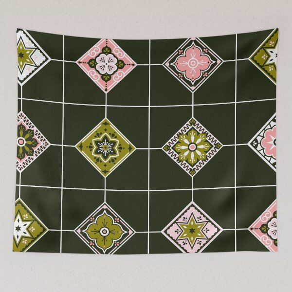 Item preview, Talavera Mexican Tile – Blush & Sage Palette designed and sold by Cat Coquillette.