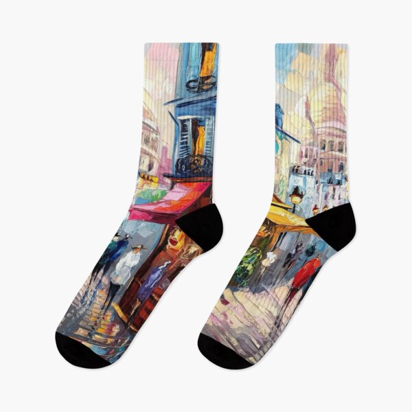 Item preview, Parisian Café at Montmartre - Colorful Street Scene. Sacre Coeur.  designed and sold by CARRAANN.