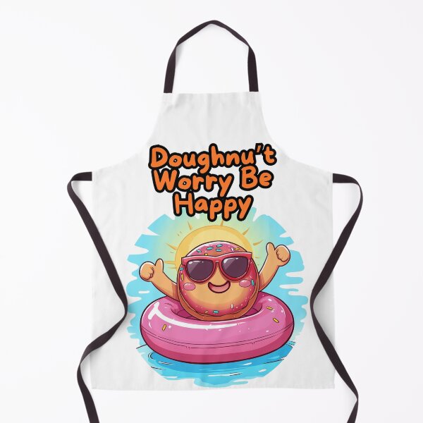 Item preview, Kawaii Food Art Doughnut Floating on Pool Boat Cute Summer Art with 'Doughnut Worry, Be Happy designed and sold by R31bN.