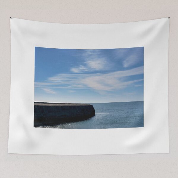 Item preview, Contrails above the Cobb Harbour Wall at Lyme Regis Dorset designed and sold by Dorset Girl.