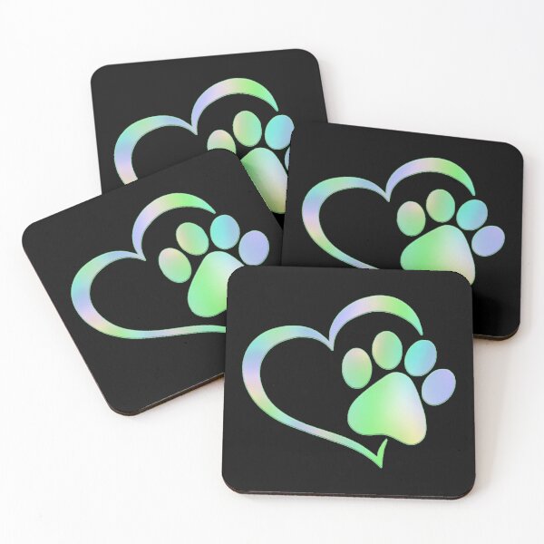 Item preview, Paw Print Heart - Gradient Green designed and sold by JadeRyder.