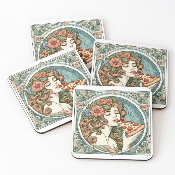 Item preview, Pizza beautiful woman Art Nouveau gift designed and sold by Pineapple-Tree.