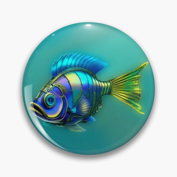 Item preview, Steampunk Fish Art Minimalist Subtle Steampunk Style - Dark Cyan Ocean designed and sold by Beachy.