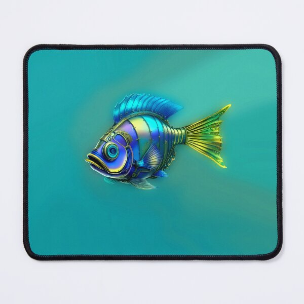 Item preview, Steampunk Fish Art Minimalist Subtle Steampunk Style - Dark Cyan Ocean designed and sold by Beachy.