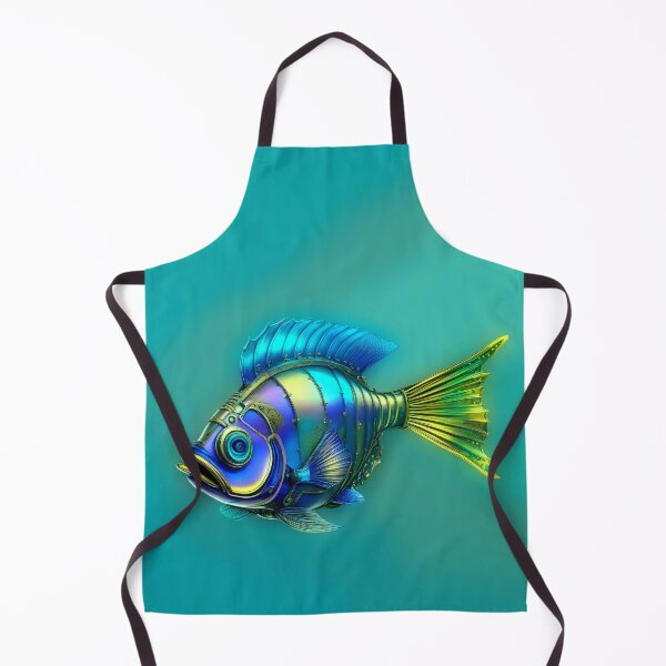 Aperçu de l'œuvre Art de poisson Steampunk Style Steampunk minimaliste et subtil - Océan cyan foncé créée et vendue par Beachy.