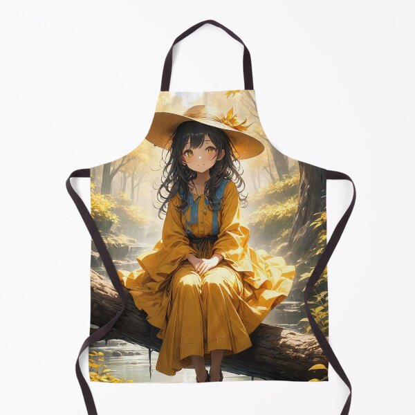 Item preview, Golden anime girl at sunrise in Autumn portrait art designed and sold by TheArtistOf2022.