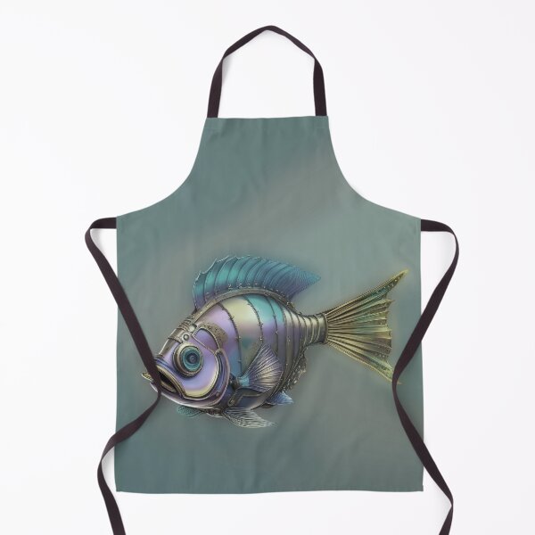 Aperçu de l'œuvre Art de poisson Steampunk Style Steampunk minimaliste et subtil - Océan gris bleuté créée et vendue par Beachy.