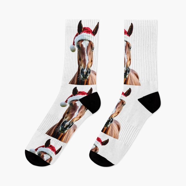 Item preview, Funny Horse Wearing Christmas Hat designed and sold by LazyOwlStore.