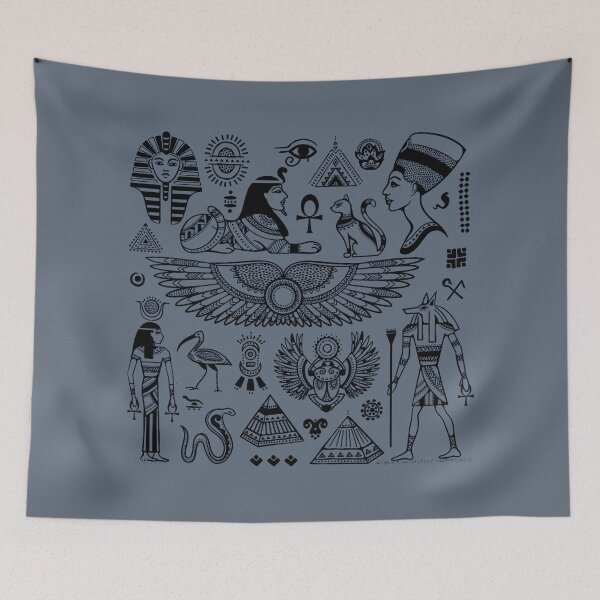 Item preview, Egyptian symbols on blue designed and sold by AnnabellaRh.