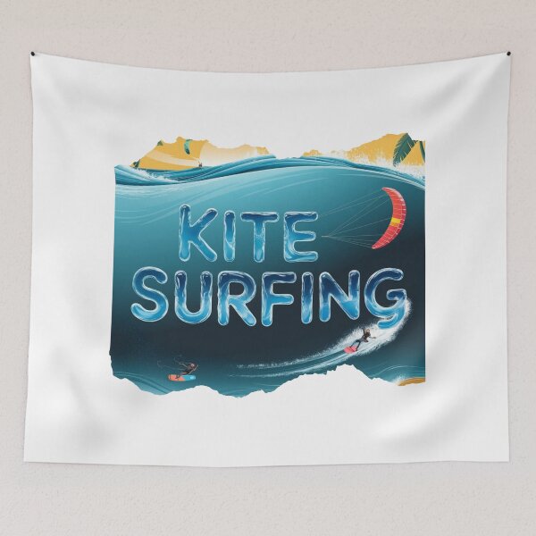 Item preview, Original and unisex kitesurf typography design with waves background designed and sold by StyleFused.