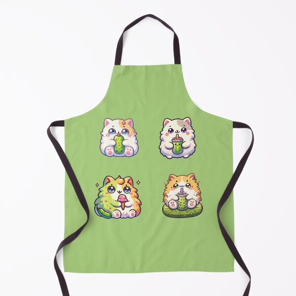 Item preview, Kawaii adorable Fluffy pickle cats, drinking there pickle boba stickers and more designed and sold by CRandRRstickers.