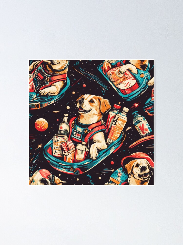 Thumbnail 1 of 3, Poster, Space Dogs 2 designed and sold by IoneShopDesign.