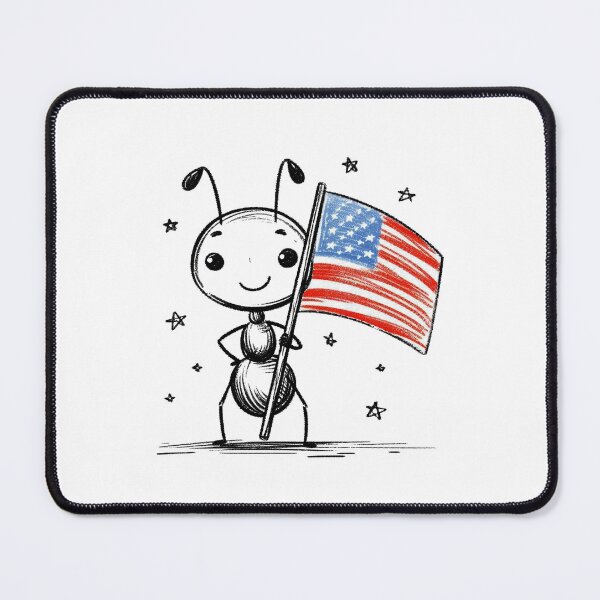 Item preview, Ant holding a USA flag designed and sold by Antdoodle.
