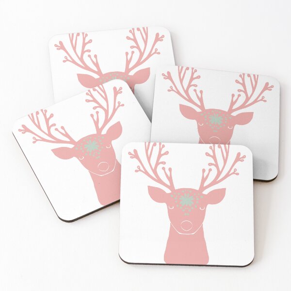 Item preview, Pink Folk Art Christmas Reindeer designed and sold by Coastal Garden Design Studio.
