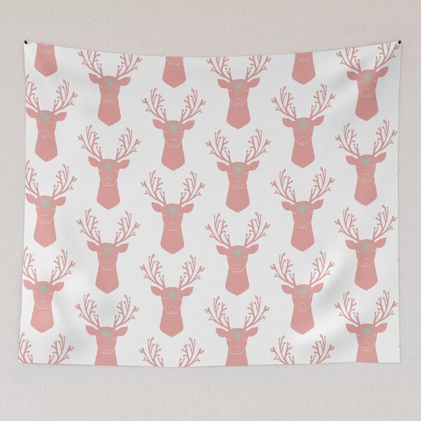 Item preview, Pink Folk Art Christmas Reindeer designed and sold by Coastal Garden Design Studio.