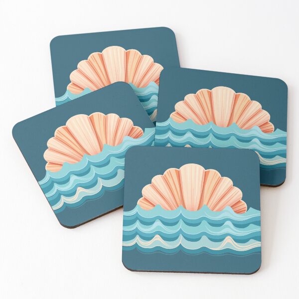 Item preview, Seashell and Wave Combo design - Incorporate seashells into the wave, blending marine element. designed and sold by HEMRO.