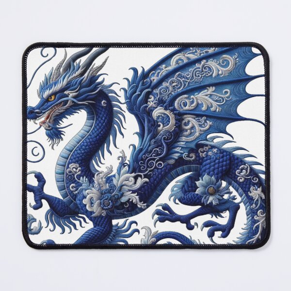 Item preview, Beautiful Embroidered Blue Dragon with White Arabesque Detail designed and sold by kylmllr101684.