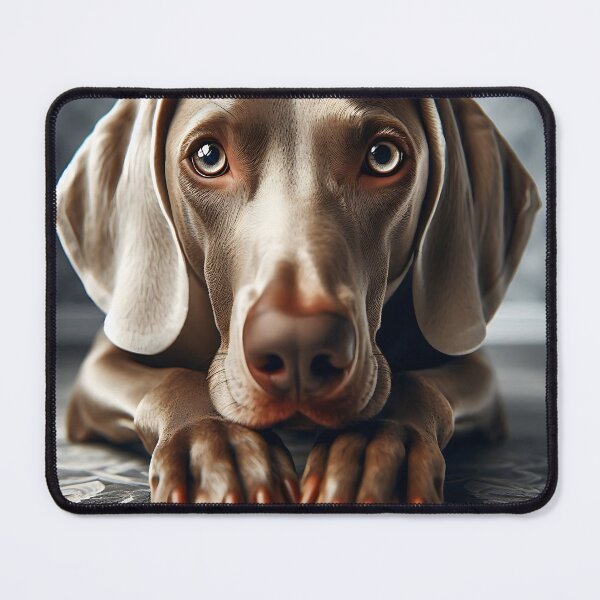 Item preview, a Weimaraner dog lies on his paws and looks very loyal designed and sold by bernhagen.