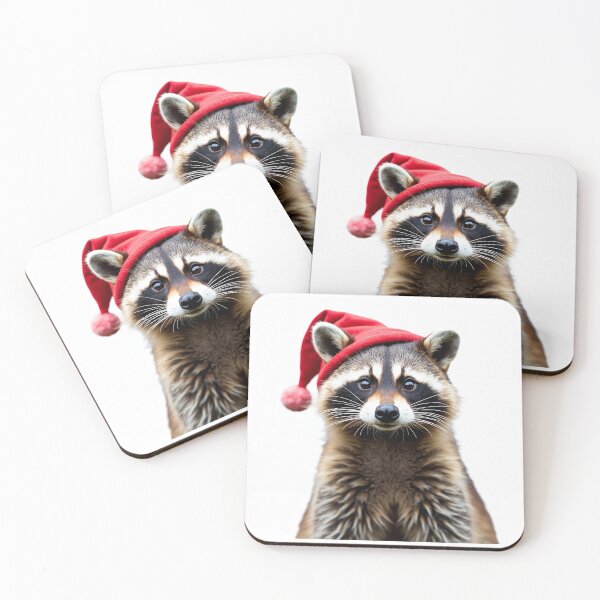 Item preview, Mapache divertido con gorro navideño designed and sold by LazyOwlStore.
