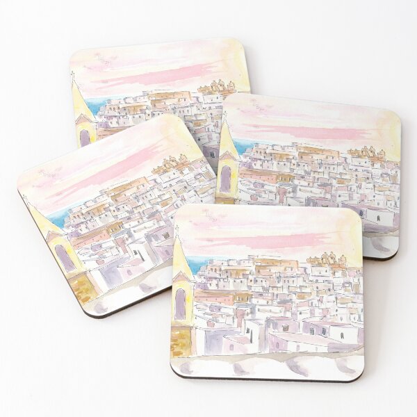 Item preview, Ostuni Apulia Italy Watercolor Cityscape at Sunset designed and sold by artshop77.