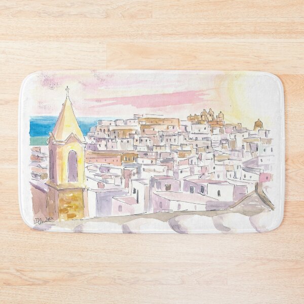 Item preview, Ostuni Apulia Italy Watercolor Cityscape at Sunset designed and sold by artshop77.