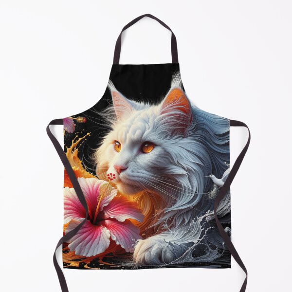 Item preview, Majestic Maine Coon Feline Surrounded by Fiery Blooms, 4k Fantasy Wallpaper designed and sold by Keirnyx.