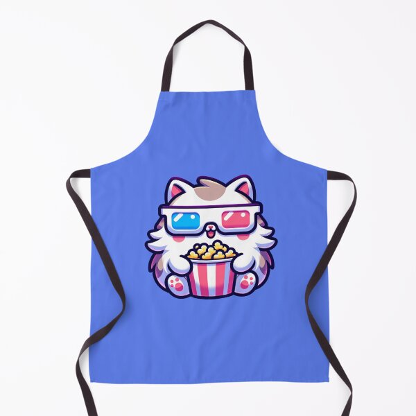Item preview, Kawaii fluffy cat with 3D glasses eating popcorn stickers and more designed and sold by CRandRRstickers.