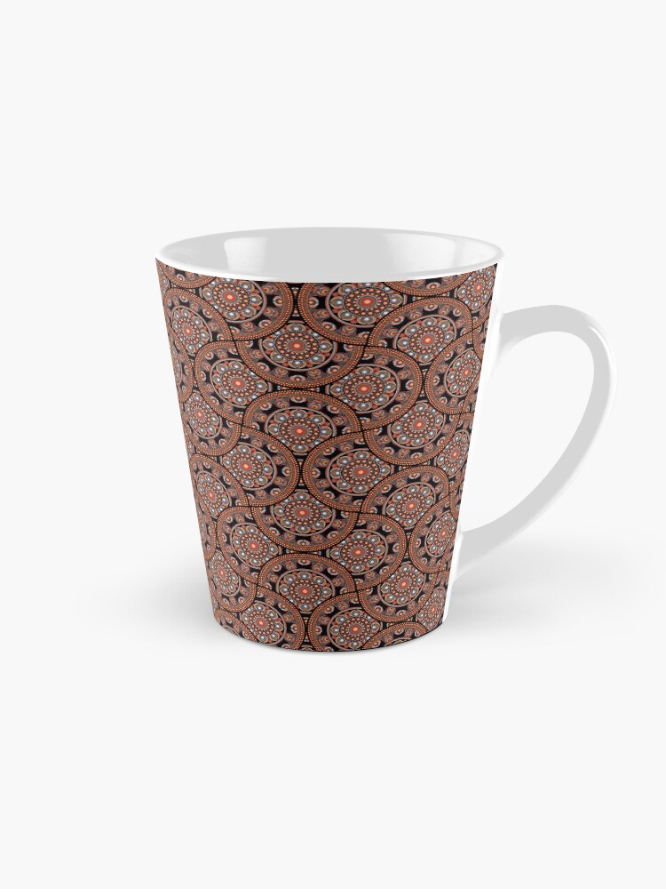 Coffee Mug, Safari Sunset Bohemian Star Fall Ogee Fans Mandala designed and sold by Triplicate Limited