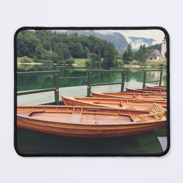 Item preview, Wooden Boats on Lake Bohinj Slovenia Photography designed and sold by JuneJournal.