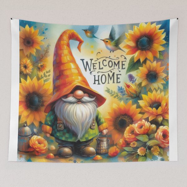 Item preview, Gnome and Sunflowers,Welcome Home designed and sold by deniz kaya.