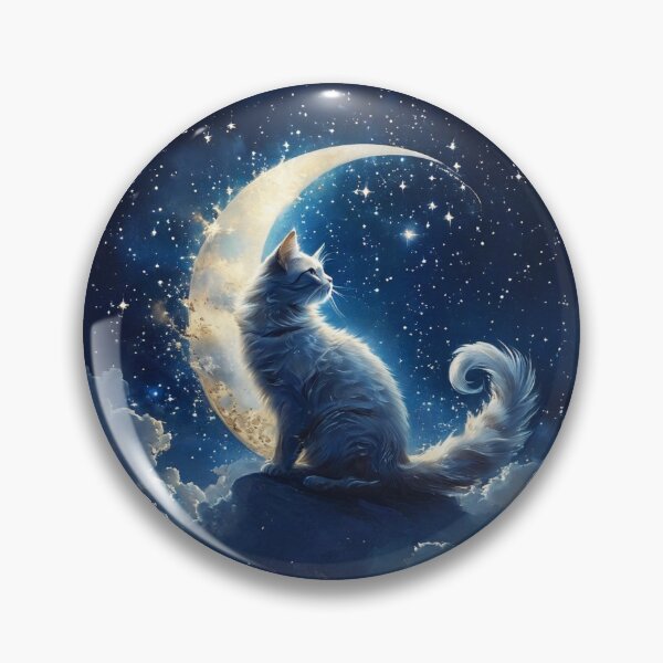 Item preview, Whispy Clouds Cat on the Moon designed and sold by BirdsnStuff.