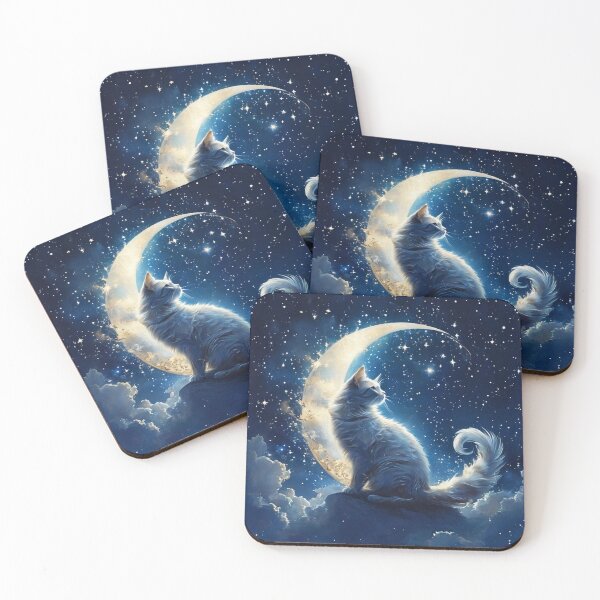 Item preview, Whispy Clouds Cat on the Moon designed and sold by BirdsnStuff.