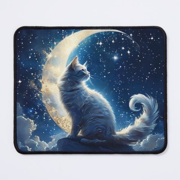 Item preview, Whispy Clouds Cat on the Moon designed and sold by BirdsnStuff.