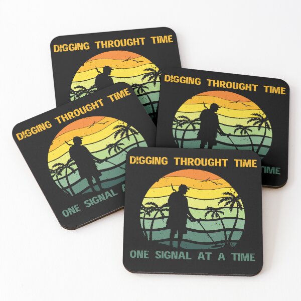 Item preview, Digging throught time, one signal at a time - Detectorist on the beach Colorful Vintage Retro Sunset designed and sold by Rodim91.