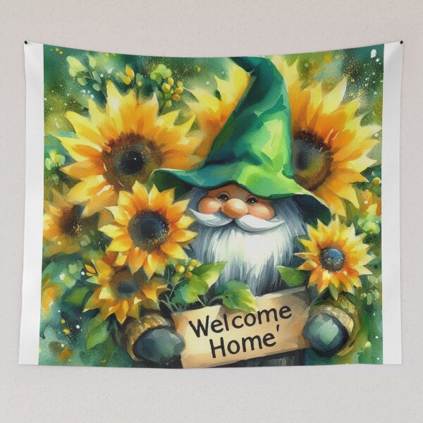 Item preview, Gnome and Sunflowers,Welcome Home designed and sold by deniz kaya.