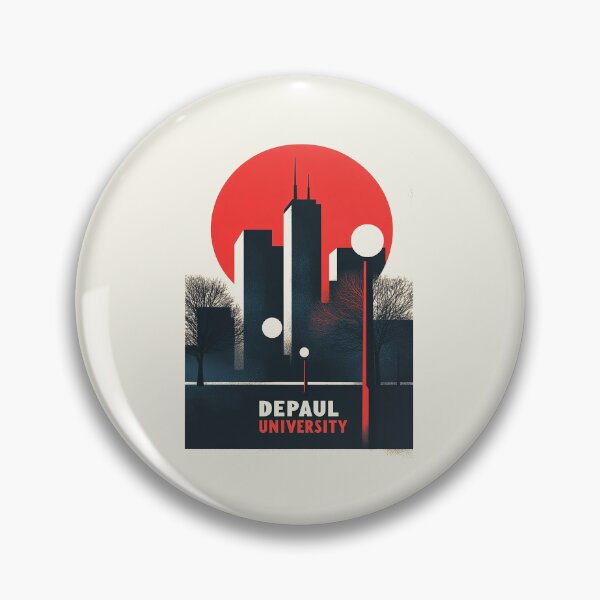 Item preview, DePaul University Retro Skyline Art with Bold Red Sun designed and sold by Retro Travel Design.