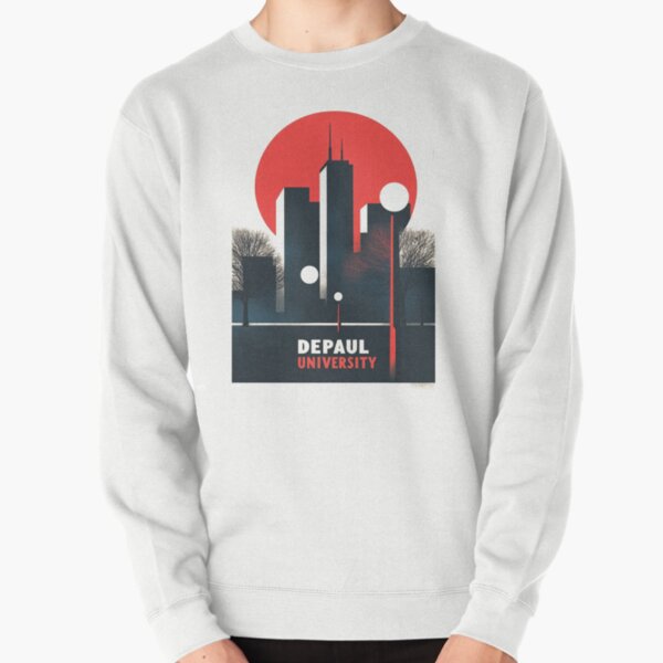 Item preview, DePaul University Retro Skyline Art with Bold Red Sun designed and sold by Retro Travel Design.