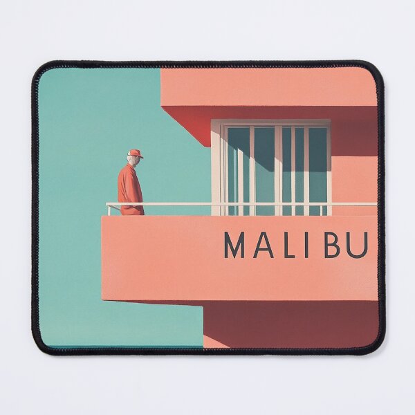 Item preview, Retro Malibu Coastline Art with Minimalist Architecture designed and sold by Retro Travel Design.