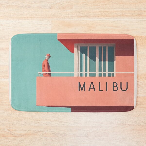 Item preview, Retro Malibu Coastline Art with Minimalist Architecture designed and sold by Retro Travel Design.