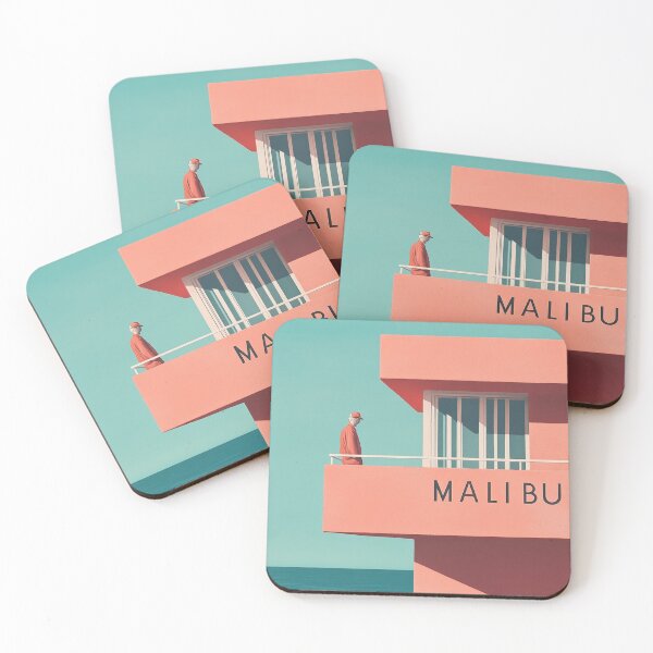 Item preview, Retro Malibu Coastline Art with Minimalist Architecture designed and sold by Retro Travel Design.