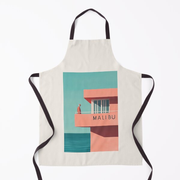 Item preview, Retro Malibu Coastline Art with Minimalist Architecture designed and sold by Retro Travel Design.
