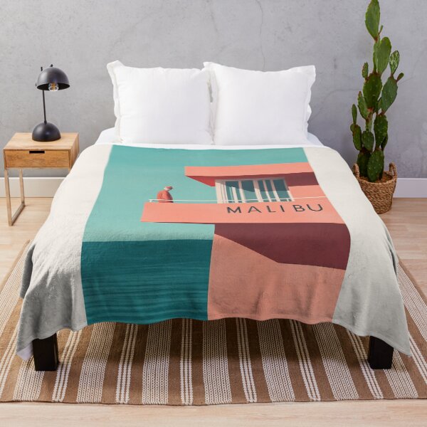 Item preview, Retro Malibu Coastline Art with Minimalist Architecture designed and sold by Retro Travel Design.