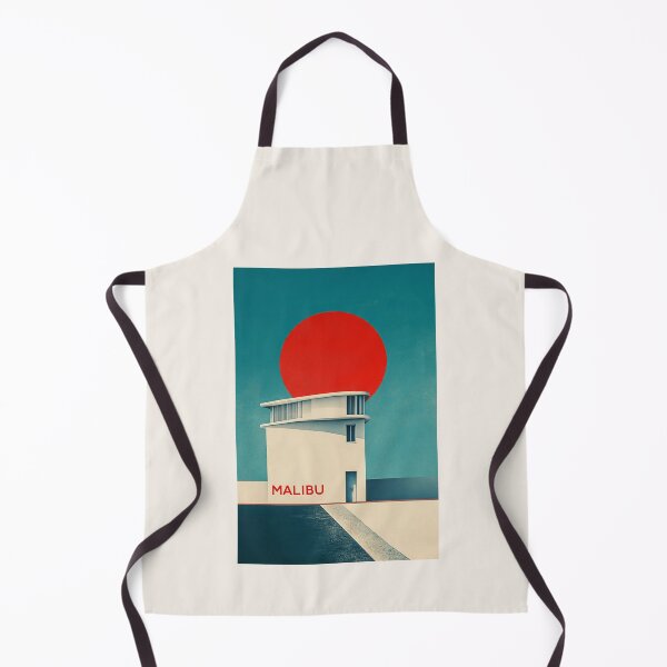Item preview, Modern Malibu Beach House with Bold Red Sun Art designed and sold by Retro Travel Design.