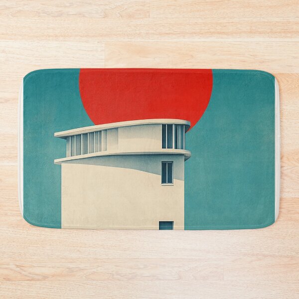 Item preview, Modern Malibu Beach House with Bold Red Sun Art designed and sold by Retro Travel Design.