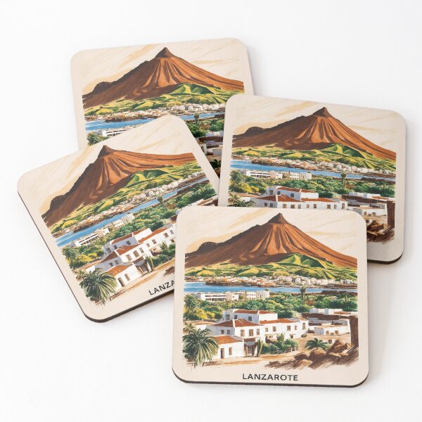 Item preview, Lanzarote’s Volcanic Landscape in Vintage Illustration designed and sold by Ceemko's Vintage Corner.